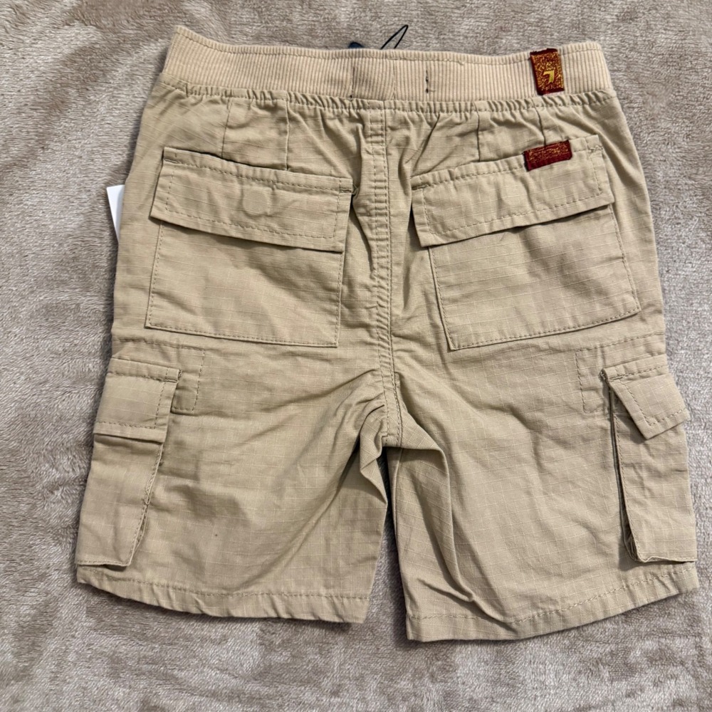 7 For All Mankind Kids Boys Stone Ripstop Cargo Shorts Size 5 Beige - Picture 2 of 7